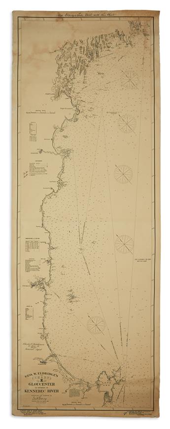 ELDRIDGE, GEORGE. Group of three large lithographed coastal charts.